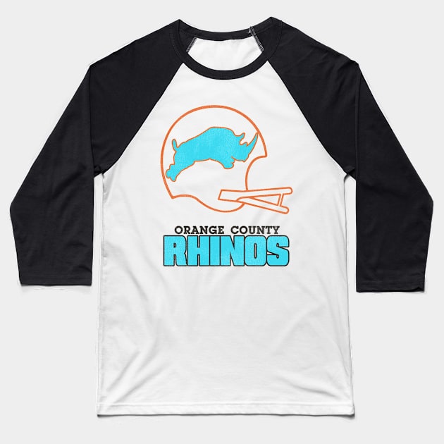 Defunct Orange County Rhinos Football Team Baseball T-Shirt by Defunctland